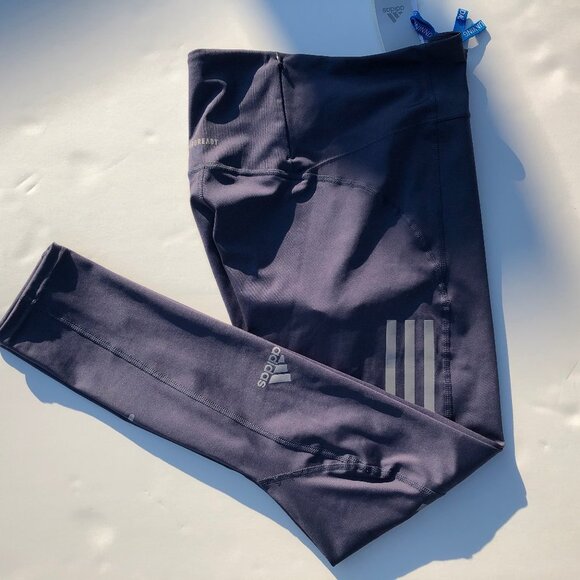 Adidas Running Primegreen Hi Waisted 7/8 Leggings Aeroready Blue + Gray Sz S NWT - Picture 3 of 14